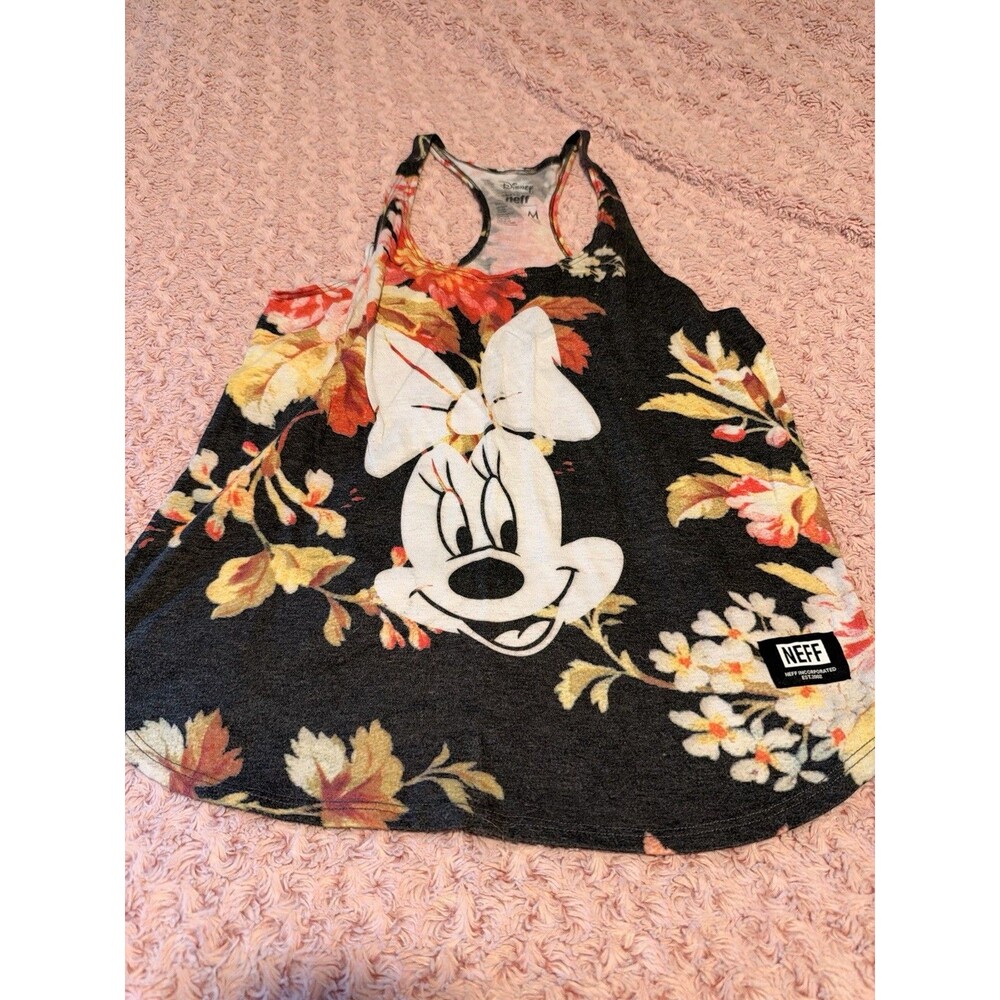Neff Disney Womens Minnie Mouse Tank Top Floral T Shirt Medium